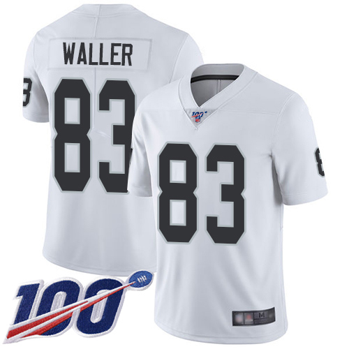Men Oakland Raiders Limited White Darren Waller Road Jersey NFL Football #83 100th Season Vapor Jersey->nfl t-shirts->Sports Accessory